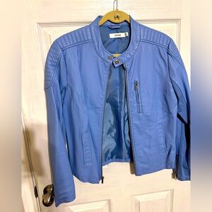 JUSTFAB blue Moto cropped leather jacket M